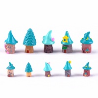 Mini dessin animé arbre maison fée jardin Miniatures Terrarium château Figurines mousse bonsaï Micro paysage décoration