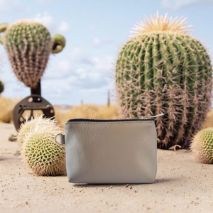 Custom Men's Zipper Closure Eco-Friendly Vegan Leather Coin Wallet Minimalist High Quality Card Wallet - Product Image 6