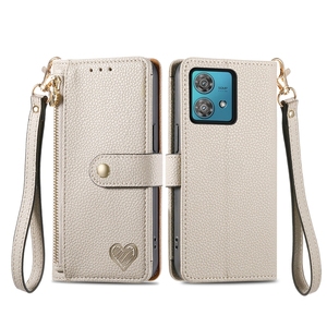 Funda de cuero PU con diseño de corazón para Moto EDGE 40 NEO/G54/G84/G14, para <span class=keywords><strong>Samsung</strong></span> S24/S25, funda tipo billetera con soporte - Product Image 4