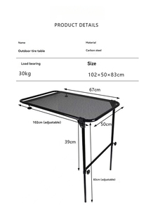 Mesa Plegable de Acero Negra APT052 para Montar en Neumáticos de Vehículos, Ideal para Viajes y Camping - Product Image 2