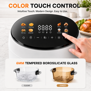 Friteuse à air chaud 8-en-1 portable avec fenêtre en verre, four de cuisson non toxique avec bol en verre et panier réversible en acier inoxydable, 1800W, certifiée ETL - Product Image 3