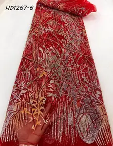 high quality nigeria french lace with satin embroidered beaded african net lace fabric for dress