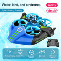 Bateau télécommandé 3 en 1, drones amphibes, mini bateau télécommandé pour enfants, jouet cadeau