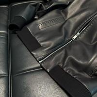 Herren Echtleder-Jacke aus Schafsleder, Motorrad-Bikerjacke, Slim Fit, Revers-Bomberjacke, Patchwork, Atmungsaktiv, Modisch