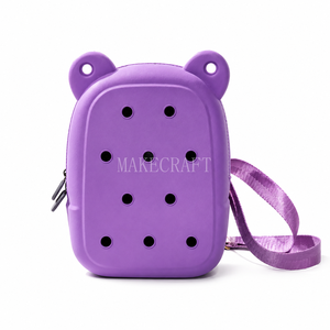 Mochila de PVC con dibujos animados, orejas de oso y correa desmontable para niñas, bolso escolar cruzado a la moda, cierre de cremallera impermeable - Product Image 5