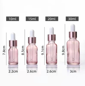 Nouvelles bouteilles d'huile scintillantes cosmétiques vides en verre rose clair avec <span class=keywords><strong>pipette</strong></span> compte-gouttes en or rose rose - Product Image 5