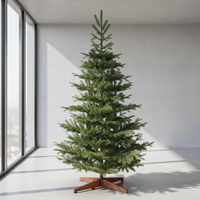 Sapin de Noël réaliste de luxe de haute qualité avec base en bois, pré-éclairé, à charnières, 1,5 m, 1,8 m, 2,1 m, 2,4 m, 2,7 m, 3 m, décoration de Noël
