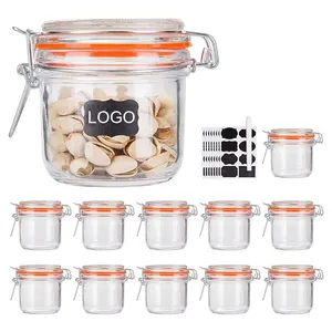 Kitchen 7oz 16oz Leak Proof Rubber Gasket Glass Jars With Airtight Lids Glass Storage Containers Wide Mouth Mason Jars