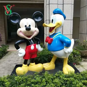 Vida tamanho fibra Mickey resina desenhos animados personagens estátua para jardim decoração parque residencial