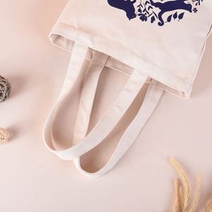 Wholesale Custom Logo Letter Pattern Natural <b>Cream</b> Color Cotton Canvas Tote <b>Bag</b> - Product Image 3