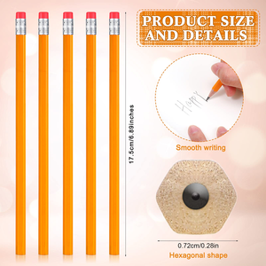 Venta al por Mayor de 144 Lápices Hexagonales Amarillos con Borrador, Lápices de Dibujo para Estudiantes, Diseño Anti-Roll - Product Image 2
