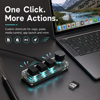 Keypad Makro Nirkabel 3 Tombol 1 Kenop 2.4G Keyboard Mekanik yang Dapat Diprogram Kenop Volume RGB untuk PC Kantor Pengeditan Video