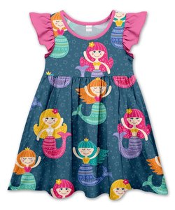 Robe de fille à motif de poisson arc-en-ciel personnalisé, robe à manches d'ange en perles - Product Image 4