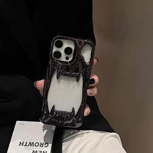 Mới Sáng Tạo Shockptoof Mạ Điện Hollow Tiger Răng Điện Thoại Trường Hợp Đối Với iPhone 17 16 15 14 13 12 Pro Max 3D Mát Điện Thoại Bìa - Product Image 3