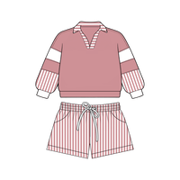 Sweat-shirt pour enfants certifié CPC et CPSIA, prix d'usine, faible MOQ, tenue de sport à col polo rayé, vêtements professionnels