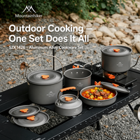Ensemble de cuisine de camping avec réchaud portable en acier, surface antiadhésive, capacité 3-4L/1-2L, design moderne pour les amateurs de plein air