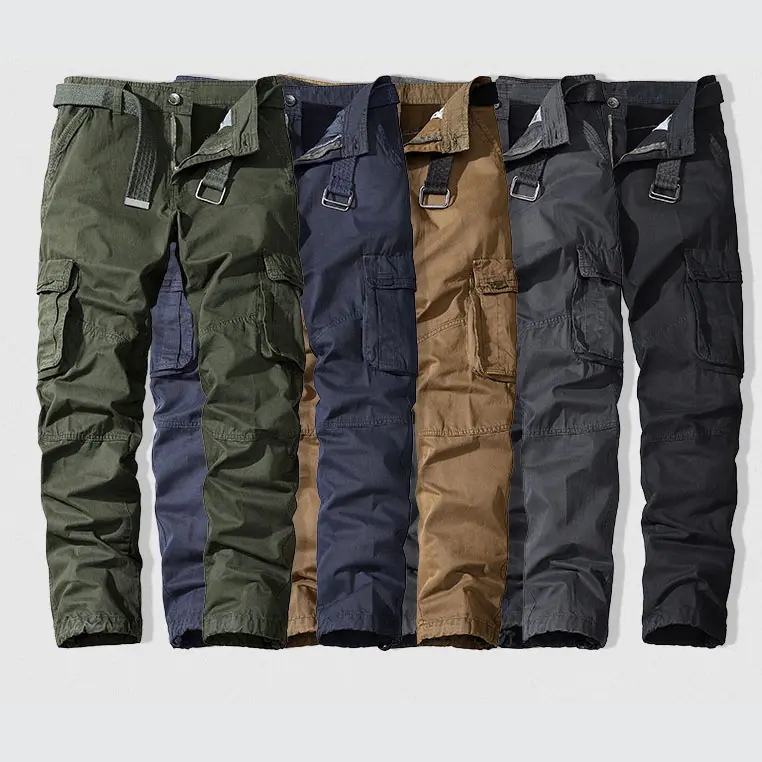 Herren Baumwolle Loose Straight Leg Multi-Pocket Cargo Pants Herren Großhandel Casual Pants