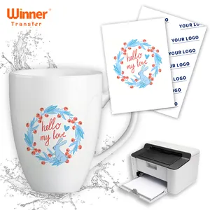 Winner Transfer-papel de transferencia láser sin cortar, calcomanía transparente antideslizante para tazas, A3A4, novedad