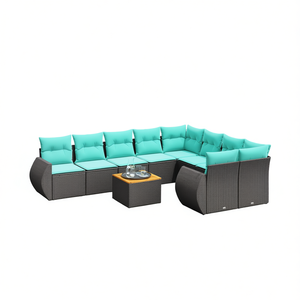 Poly Rattan Garden <b>Sofa</b> <b>Set</b> With Cushions 10 Piece Outdoor Furniture Contemporary Design - Product Image 1