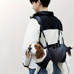 <b>Pet</b> <b>Carrier</b> Luxury Classic Breathable Fashion Modern Polyester Portable Horizontal <b>Backpack</b> Snap Button Shoulder Strap for Dogs - Product Image 3