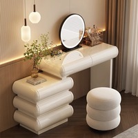 Table de toilette minimaliste en bois massif avec miroir intégré, table de chevet et commodes à tiroirs – Conception durable et écologique – Vente en gros OEM personnalisée