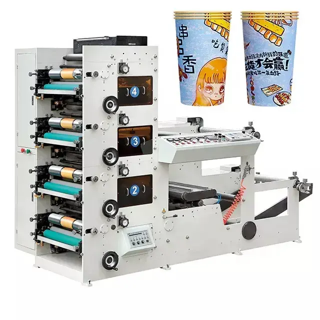Hochgeschwindigkeits-Flexodrucker Press maschine Pappbecher Vliesstoff 4-Farben-Flexodruckmaschine für Plastiktüten