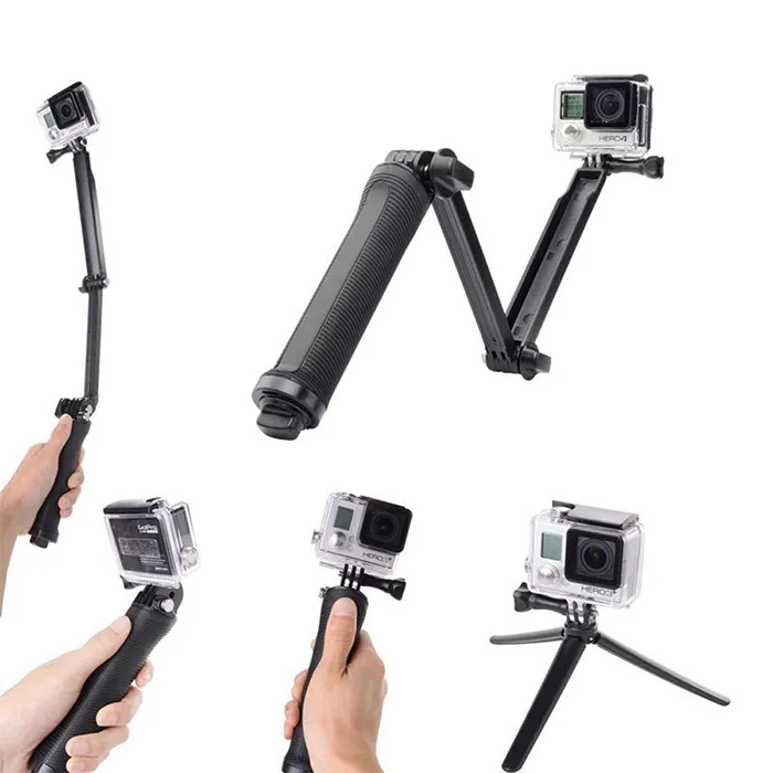 Action Camera Accessories 3-Way Grip Monopod Selfie Stick Tripod for Go pro 7 6 5 4 3 2 SJ4000 SJ5000 XiaoYi 4K