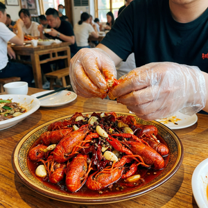 Kangle Housework Safety Disposable PE Gloves Latex Free Plastic Trash Bag Kitchen Food Safe Gloves Transparent Poly Mitts - Product Image 4