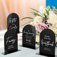 Vente en gros de 4 enseignes en acrylique de 5x7 pouces de qualité supérieure en acrylique noir pour table de mariage, support pour réception, fête, anniversaire, événement, décoration