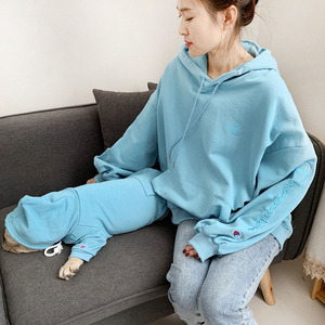 Toptan köpek giysileri nakış düz renk köpek hoodie eşleştirme köpek ve sahibi giysileri - Product Image 6