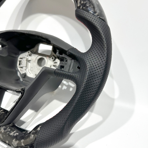 Volante Deportivo Personalizado para Auto, en Fibra de Carbono Forjada Negra y Cuero, Compatible con Seat <span class=keywords><strong>Cupra</strong></span> <span class=keywords><strong>Leon</strong></span> MK3 - Product Image 3