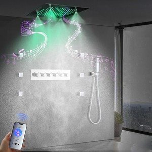 Soffione <span class=keywords><strong>Doccia</strong></span> a LED Cromato 500*500mm con Funzione Musicale, Set <span class=keywords><strong>Doccia</strong></span> Incassato con Termostato, Getti a Pioggia e Massaggio in Ceramica - Product Image 4
