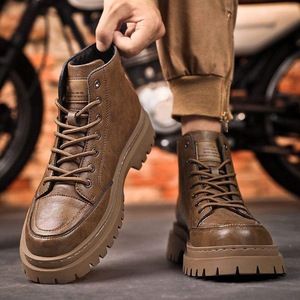 Nouvelles bottes pour hommes en cuir véritable imperméables mi-hautes, style sport rétro britannique, pour la randonnée et le travail en extérieur - Product Image 5