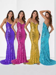 Nouvelles tenues pour femmes de style européen, très vendues - robe de soirée sexy à paillettes (4 couleurs) - Product Image 2