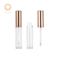 Contenant cosmétique personnalisé pour brillant à lèvres et rouge à lèvres liquide, en plastique cylindrique or rose, 5,5 ml, avec bouchon fileté, marque privée, OEM/ODM
