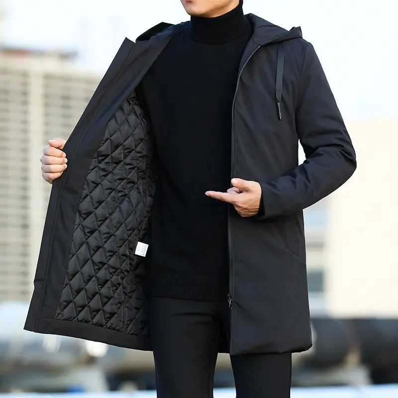 OEM custom wholesale men's pure color buttons Korean trend long trench coat men's woolen coat