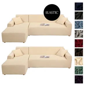 Fundas elásticas de alta calidad para sofá, cubiertas seccionales para sofá de felpa, en forma de L