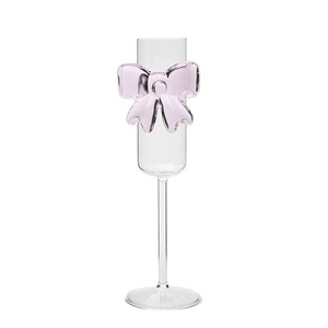 Arco de <span class=keywords><strong>vino</strong></span> tinto de vidrio de borosilicato alto creativo de 170ml, lazo alto para el Día de San Valentín, lazo rosa romántico, champán - Product Image 2