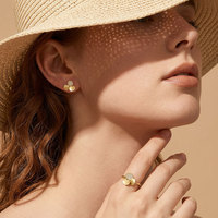 Bijoux de qualité exceptionnelle, fabricant en gros, exportateur, design trèfle porte-bonheur, or jaune massif 18 carats, diamants naturels véritables