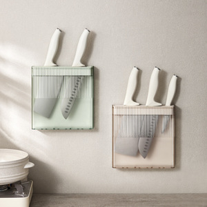 Hedou Wall Mount Knife Rack Plastic Knife Holder 35pcs Capacity Easy Installation Kitchen Storage White And Green - Product Image 1