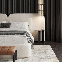 Meubles de chambre à coucher luxueux, cadre de lit en tissu velours, taille Queen ou King, lit rembourré moderne et élégant pour la maison