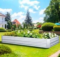 Jardinière surélevée moderne galvanisée légère de 6 kg pour légumes, fleurs et herbes d'extérieur, couleur argent