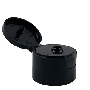 Black PP 20-410 smooth skirt screw hinged flip top plastic snap caps dispensing
