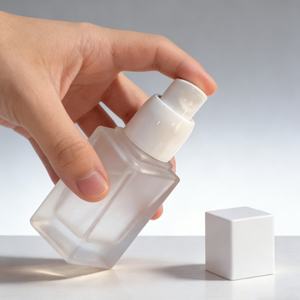 15ml 20ml 30ml 40ml 60ml 100ml Transparent <b>Frosted</b> Square Cosmetic <b>Glass</b> Liquid Foundation Serum <b>Spray</b> Pump Bottle With Black - Product Image 3