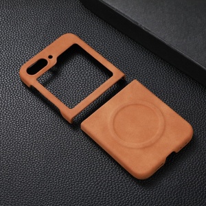Funda de Teléfono Móvil de Cuero PU Mate para <span class=keywords><strong>Samsung</strong></span> <span class=keywords><strong>Z</strong></span> <span class=keywords><strong>Flip</strong></span> 7 6 5 4 3 con Carga Inalámbrica Magnética y Cubierta Rígida Antigolpes - Product Image 2