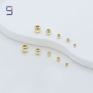 Jiuwu 14K véritable or brillant perles de cuivre massif bracelet et collier à bricoler soi-même accessoires de verrouillage en vrac fait - Product Image 5