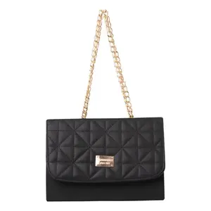 Sac fourre-tout matelassé noir pour femme Fana Melina avec bandoulière chaîne dorée, sac à main décontracté pour usage quotidien - Product Image 4