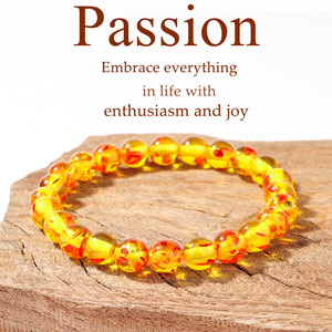 Fashion Resin Synthetic Agate Beaded <b>Bracelet</b> Yellow Wristband Round Stone <b>Beads</b> for Gift Occasions - Product Image 4