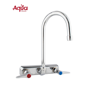 Robinet de cuisine moderne à double poignée, à poser sur comptoir, en laiton, avec bec flexible col de cygne de 6 pouces, finition chromée polie en céramique, pour le lavage - Product Image 1