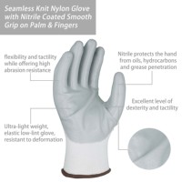SKYEE 13G Guantes de jardín de trabajo de seguridad antideslizantes flexibles antiestáticos de nitrilo liso de punto sin costuras para uso general